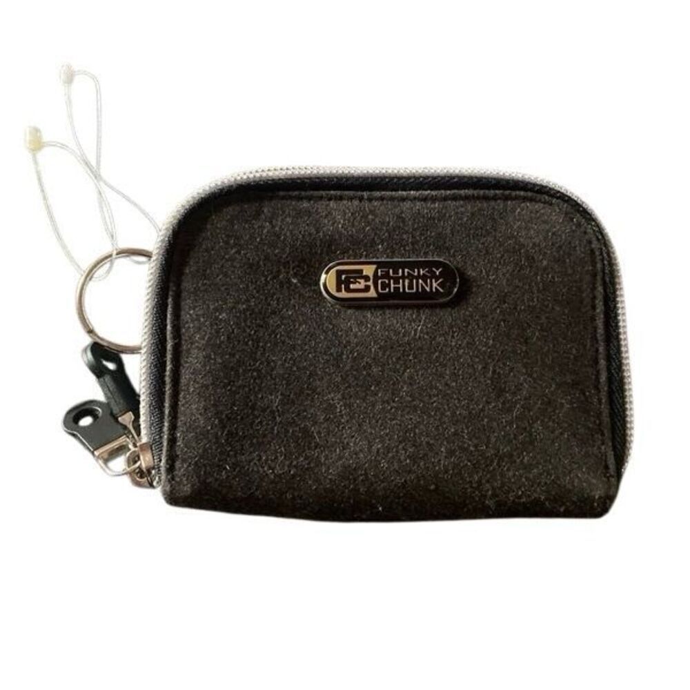 Vintage 90s FUNKY CHUNK  Organizer Wallet Zippered Pockets Black NOS B12